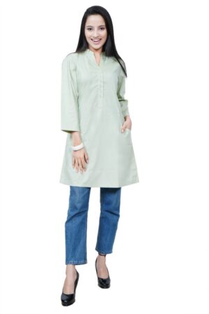 Green Kurti with front pockets