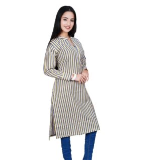 Yellow Blue Shirt Style Kurta